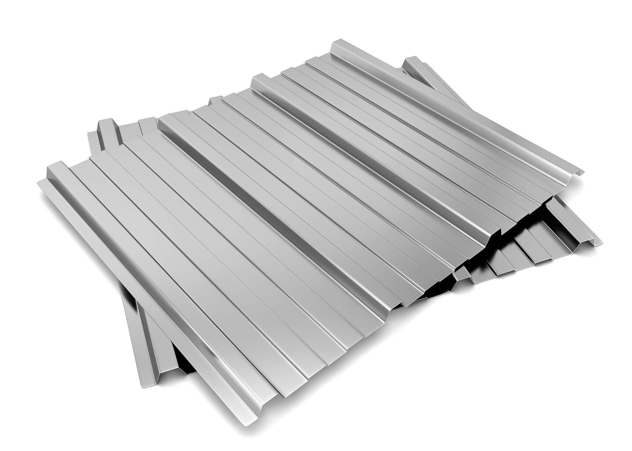 Corrugated metal sheet. 3d illustration isolated on white background